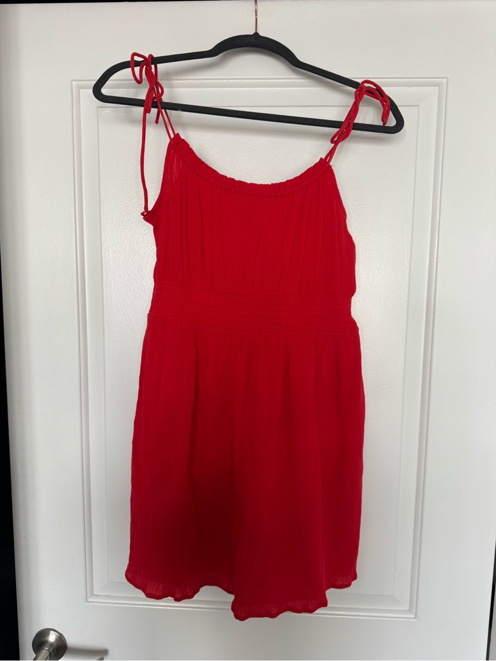 Red Tie-Shoulder Women’s Dress - Classic Summer Style